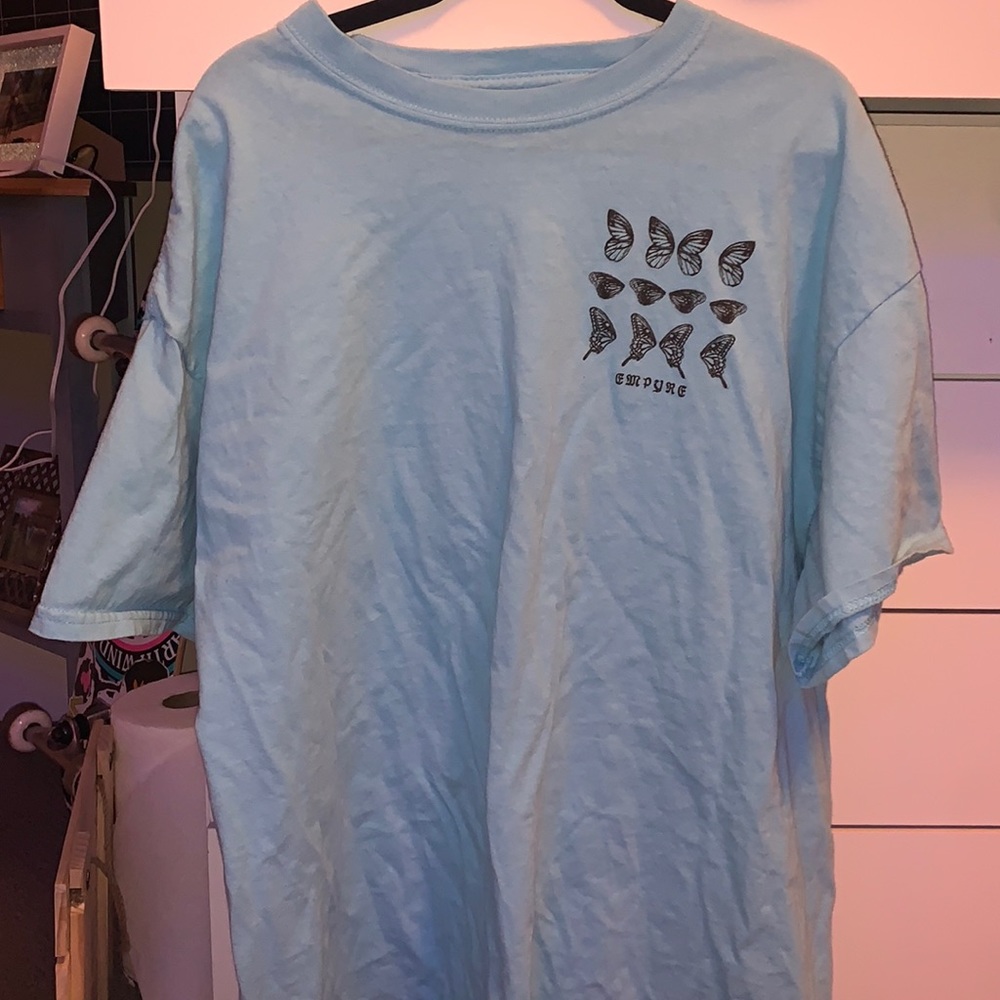 Blue butterfly shirt